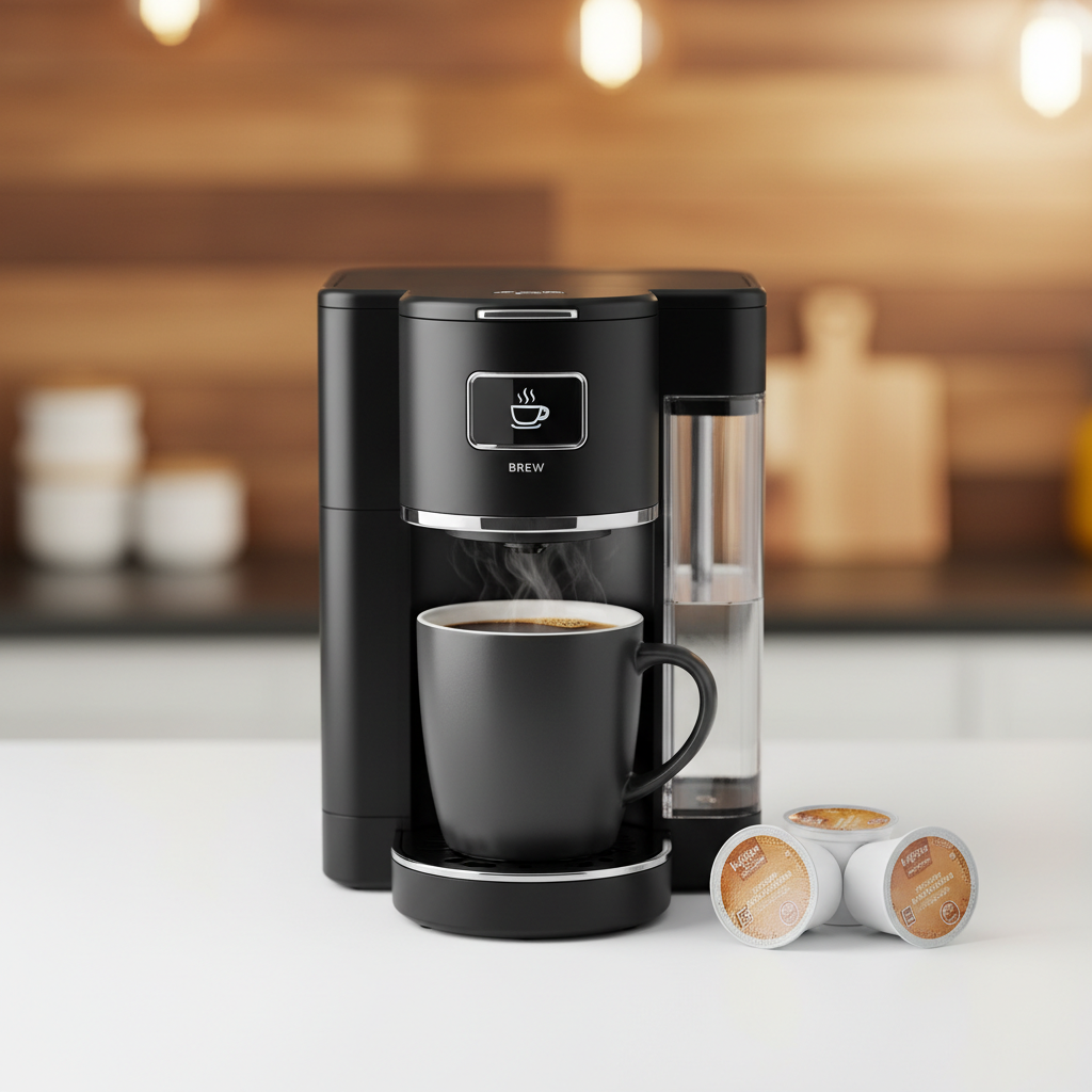 Kaffinated Kat Single Serve K-Cup Coffee Maker matte black